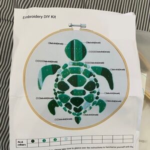 DIY beginner embroidery kit turtle